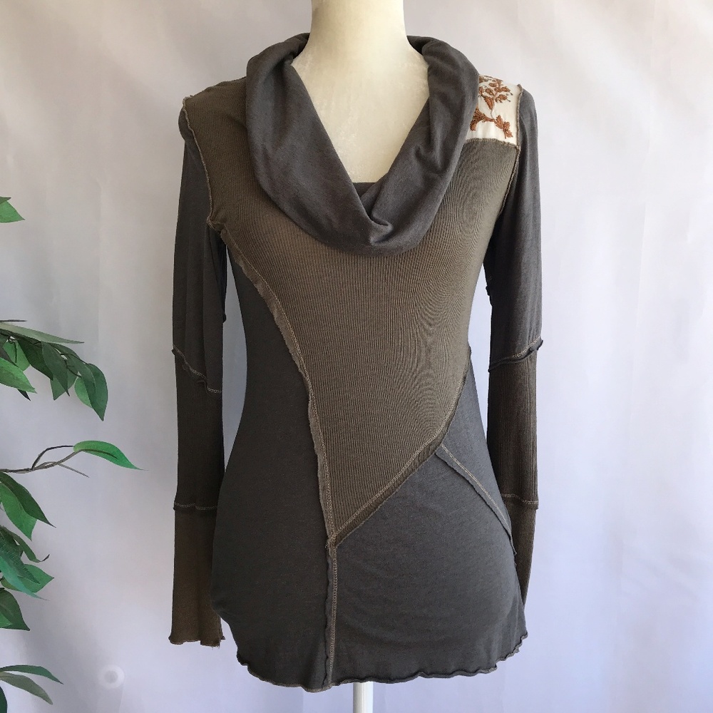 Tiny Anthropologie Top Floral Patchwork Green Med - Picture 1 of 8